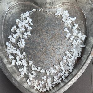 White Agate Necklace Floating Air Crochet Floating Multistrand Necklace